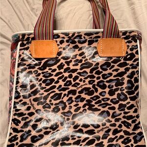 Consuela Leopard Print Tote with Multicolor Straps